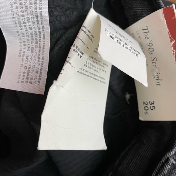 Abercrombie Fitch 90s Straight Ultra High Rise Distressed Black Jeans 35 20 new - Picture 12 of 14